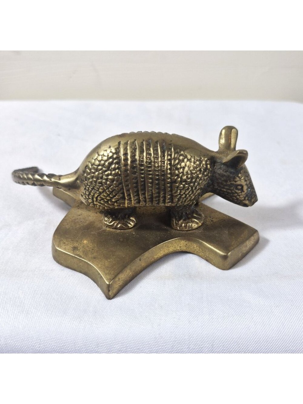 Vintage Brass Armadillo Texas Star Paperweight Figurine Southwestern Decor